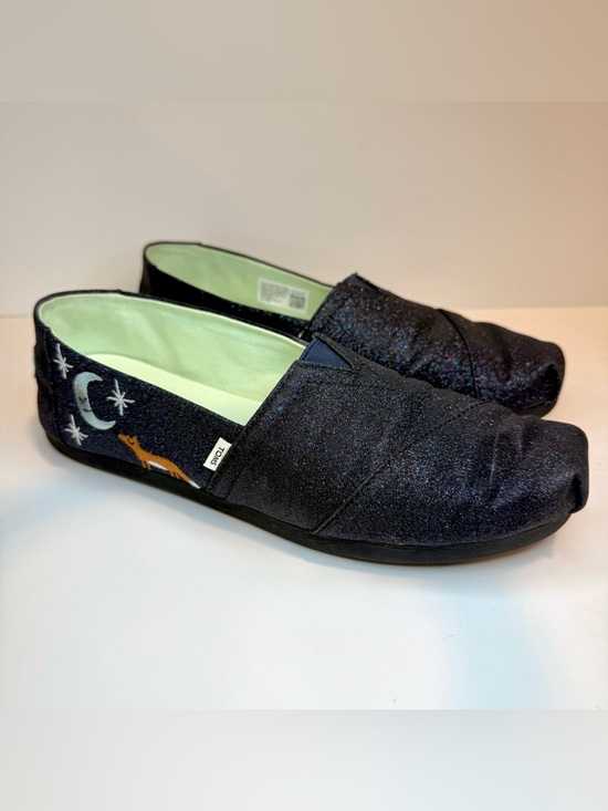 Toms Shoes - TOMS-Alpargata-Midnight Blue Sparkle Glitter Embroidered Fox-Size 8.5-In Box-EUC